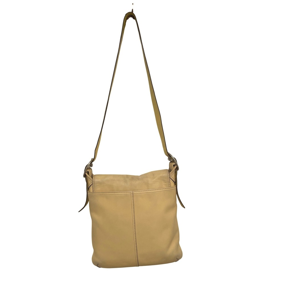 Coach Bleecker Leather Pale Yellow Buckle Flap Crossbody Shoulder Bag - Picture 4 of 12